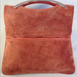 VINTAGE 1970s Boho Rose Suede Hand/Clutch Fab